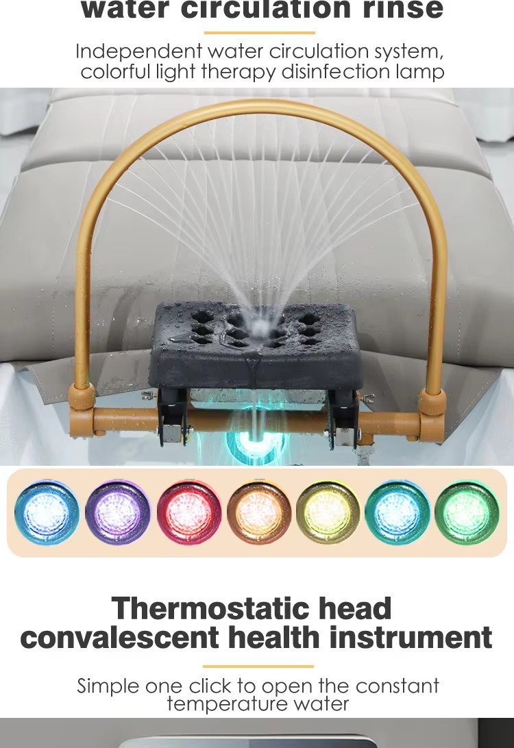 Wholesale Barber Shop Furniture Lay Down Head Spa Therapy Washing Bed Modern Thai Style Massage Shampoo Chair With Foot Bath