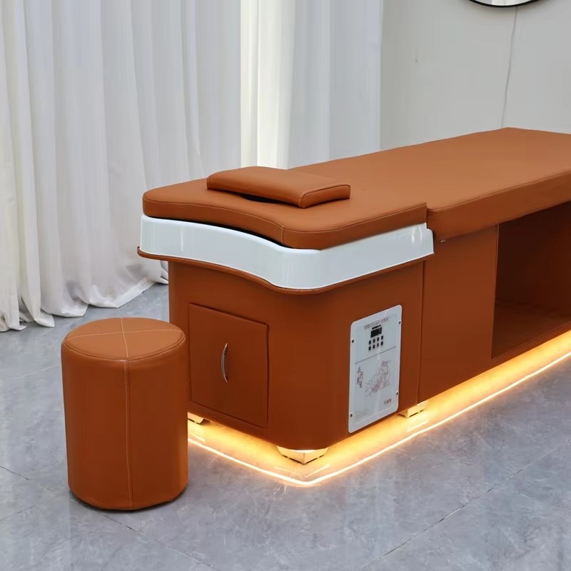 Luxury Modern Beauty Salon Spa Electric Water Circulation Hair Washing Therapy Thai Massage Laydown Shampoo Basin Bed Light