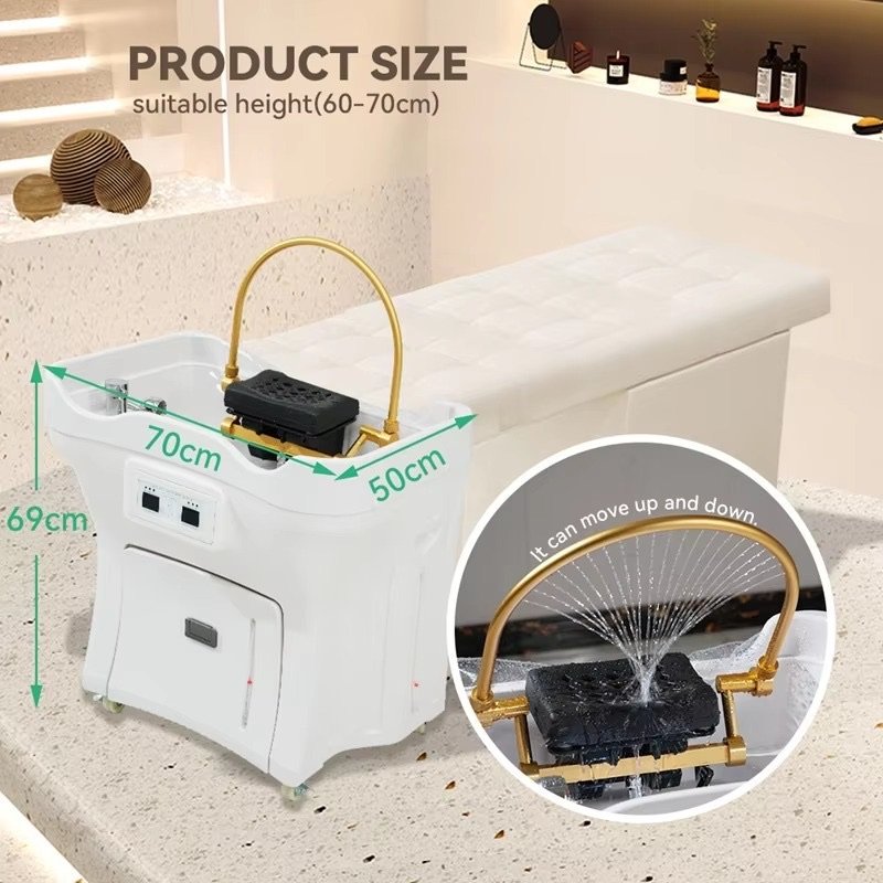 Portable Shampoo Basin Salon Furniture Head Spa Adjustable Height Massage Washing Hair Bowl Sink for Beauty Salons