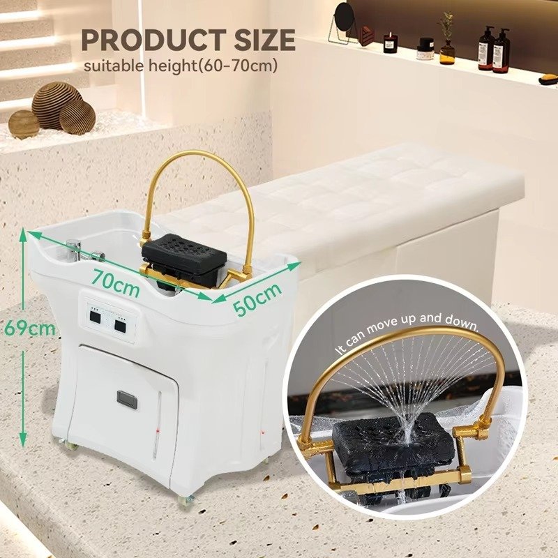 Portable Shampoo Basin Salon Furniture Head Spa Adjustable Height Massage Washing Hair Bowl Sink for Beauty Salons