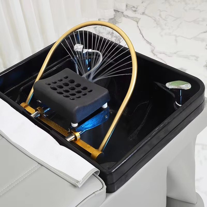 Hair Salon Equipment Salon Hair Head Spa Bed Wash Chairs Basin Shampoo Bed Steam Cover With Ceramic Ready to Shipping