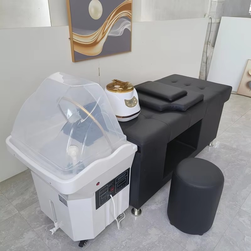 Salon Furniture Hair Washing Bed with Basin & Steam Therapy for Head Spa Water Therapy Circulation Storage Tanks for salon