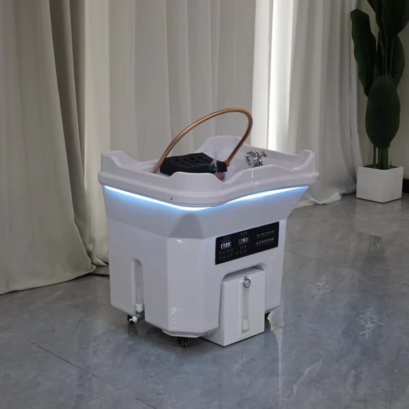 Modern Beauty Salon Moving Head Basin Portable Japanese Spa Head Water Circulation Therapy Shampoo Basin with 60L Water tank