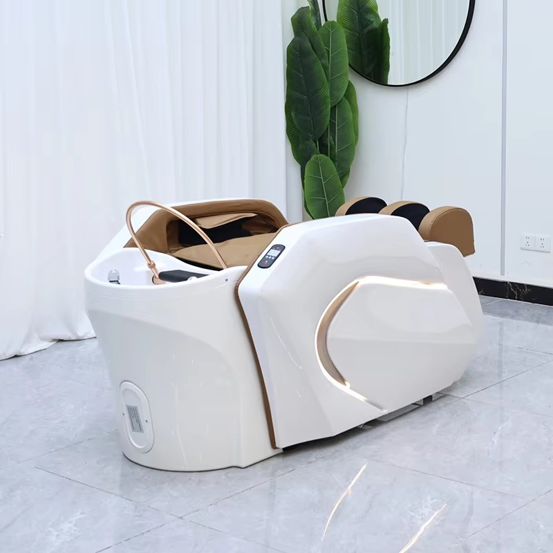 Luxury Modern Beauty Salon Furniture Electric Massage Washing Bed Modern Head Therapy Spa Shampoo Chair with Lights