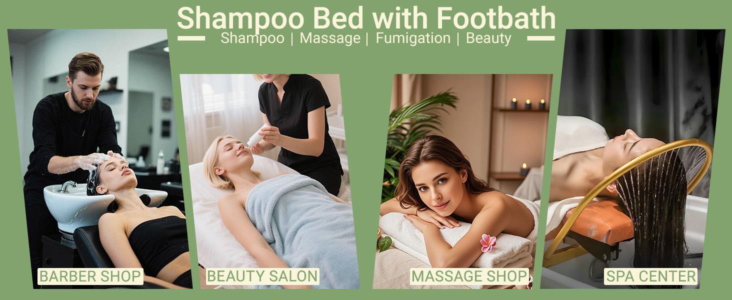 Head Spa Equipment with Footbath & Fumigation, Massage Bed with Water Circulation, Shampoo Bed for Barbershop, Salon Station, Massage Parlor, Pedicure Shop, Wellness Resort