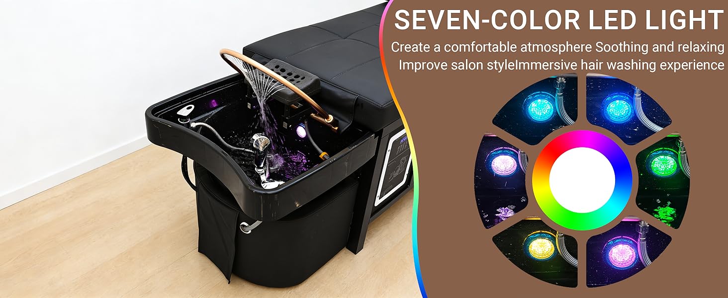 Nykto Head Spa Bed Head Spa Equipment with Steamer & Water Circulation System, Shampoo Bed Scalp Care Massage Table for Barbershop, Salon Station, Massage Parlor