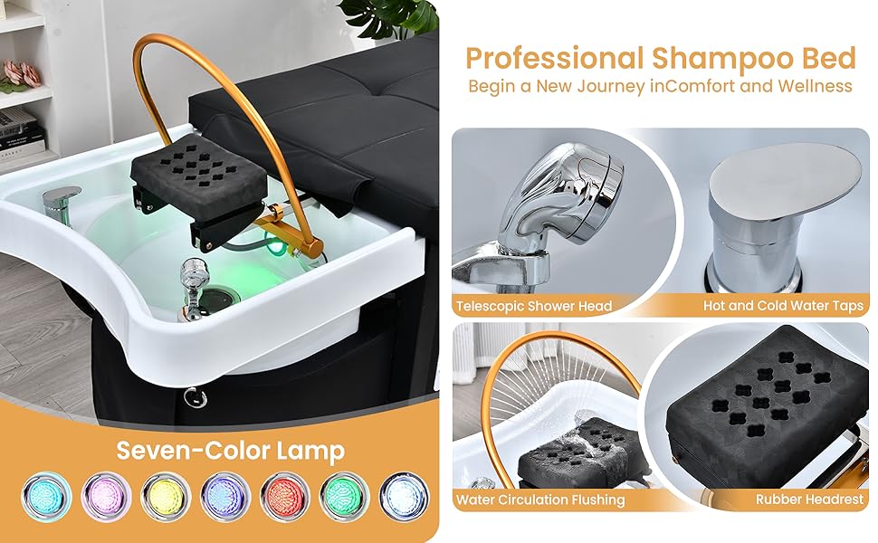 Massage Table with Head Spa Equipment, Massage Bed with Shampoo Bowl, Head Spa Bed with Metal Frame, Headrest, Smart Touch, Steam & Water Circulation for Beauty Salons, Luxury Spas(No Foot Bath)