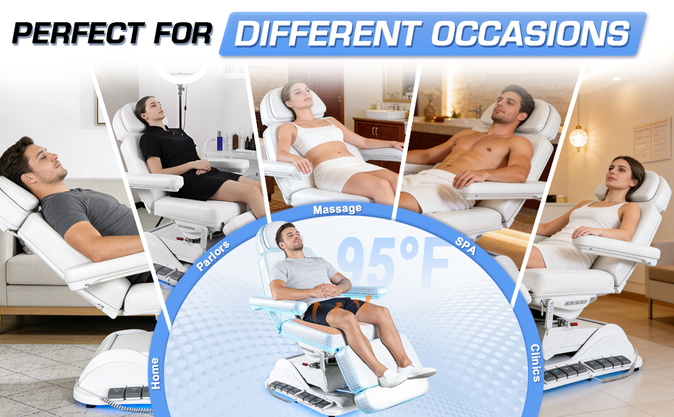 4-Motor Electric Massage Bed, Massage Bed with Height Adjustable & Adjustable & Rotatable Function, Stain PU Leather, 200KG Capacity Spa Chair for Beauty Salons, Spas, Medical Aesthetic Clinics