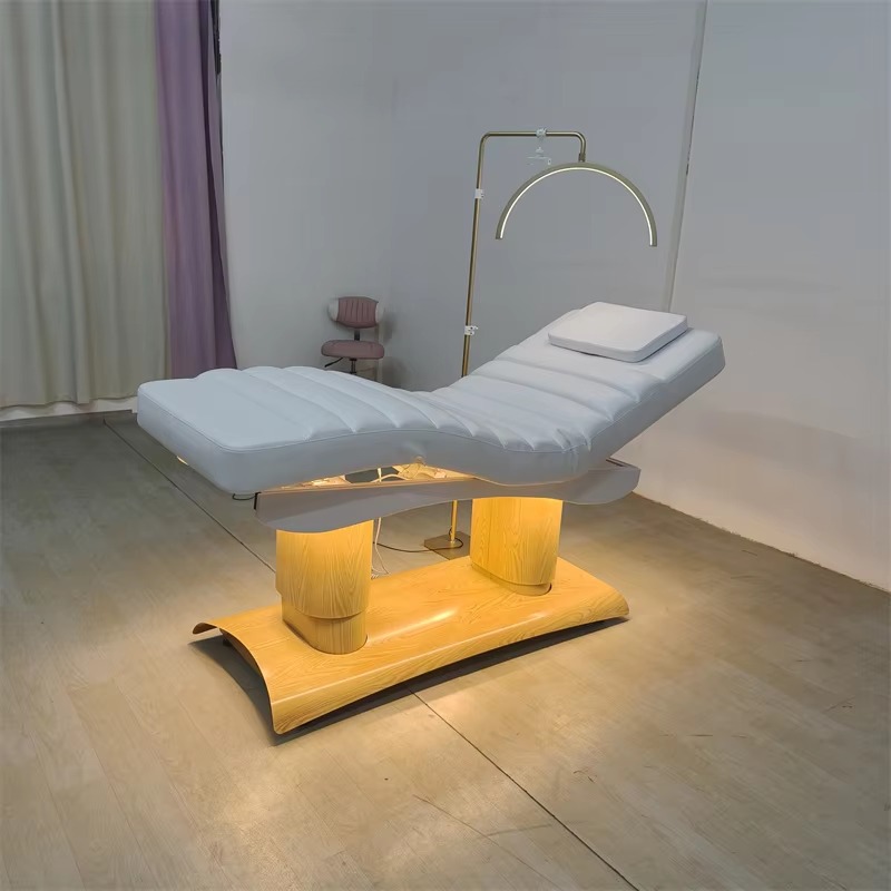 Modern Simple Salon Furniture Massage Table and Bed Luxury 4 Motors Electric Adjustable White Facial Lash Beauty Bed with Lights