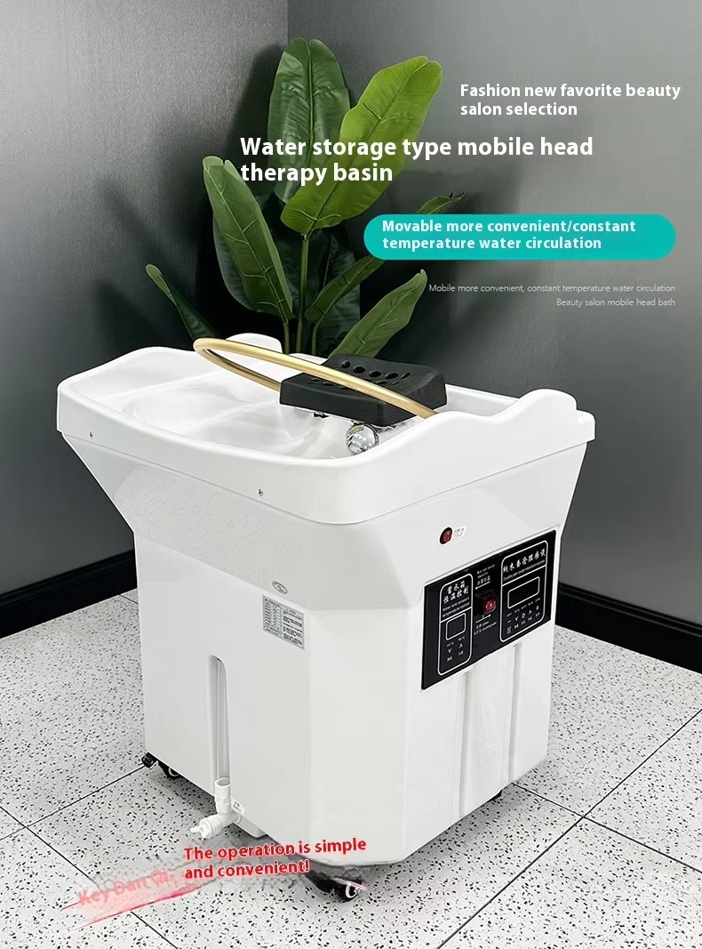 Movable Head Spa Shampoo Sink Water Circulation System Durable Modern Adjustable Hair Washing Bed Basin Professional Apartment
