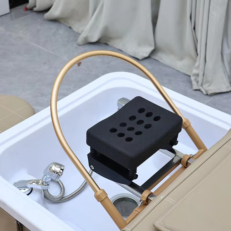 New Design Barber Salon Shop Thai Washing Chair Bed Modern Lay Down Head Spa Electric Massage Shampoo Bed with Steamer