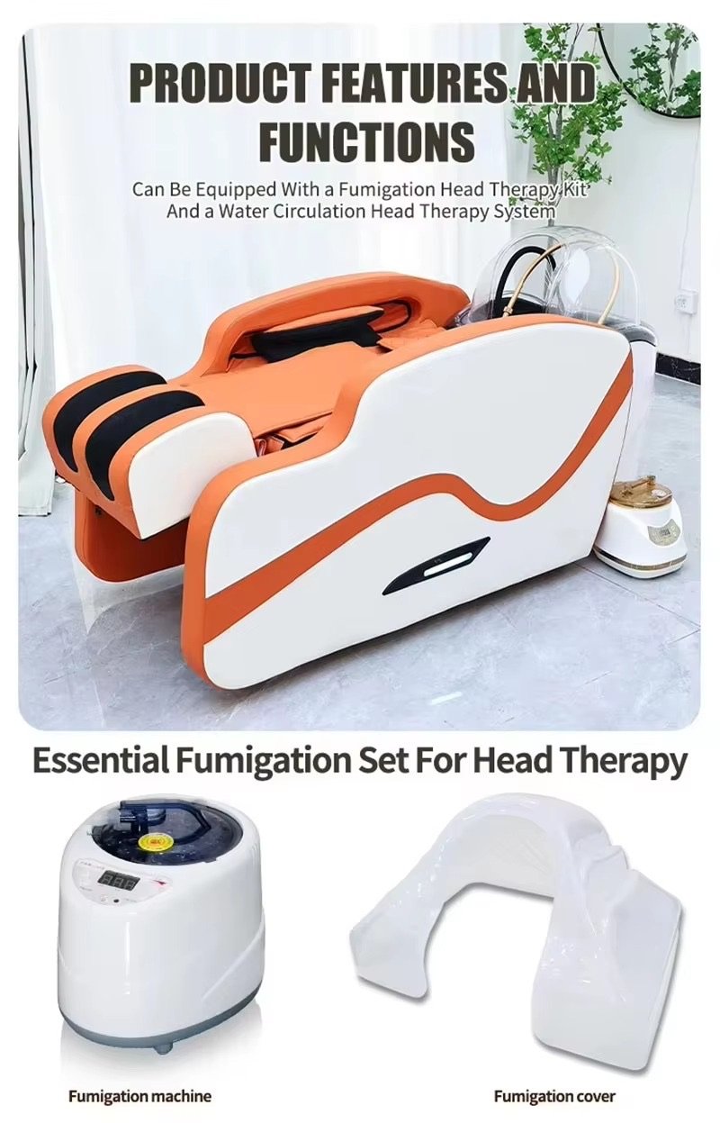Wholesale Factory Price Barbershop Furniture Full Auto Massage Shampoo Chair Bed Luxury Airbag Hair Washing Bed with Steamer