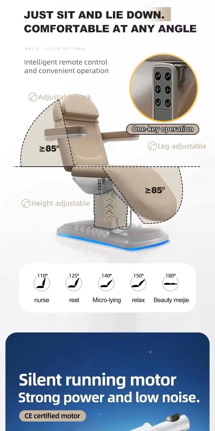 High End Beauty Salon Furniture Foot Control Extension Massage Table Modern Luxury 3 Motors Electric Facial Spa Cosmetic Bed