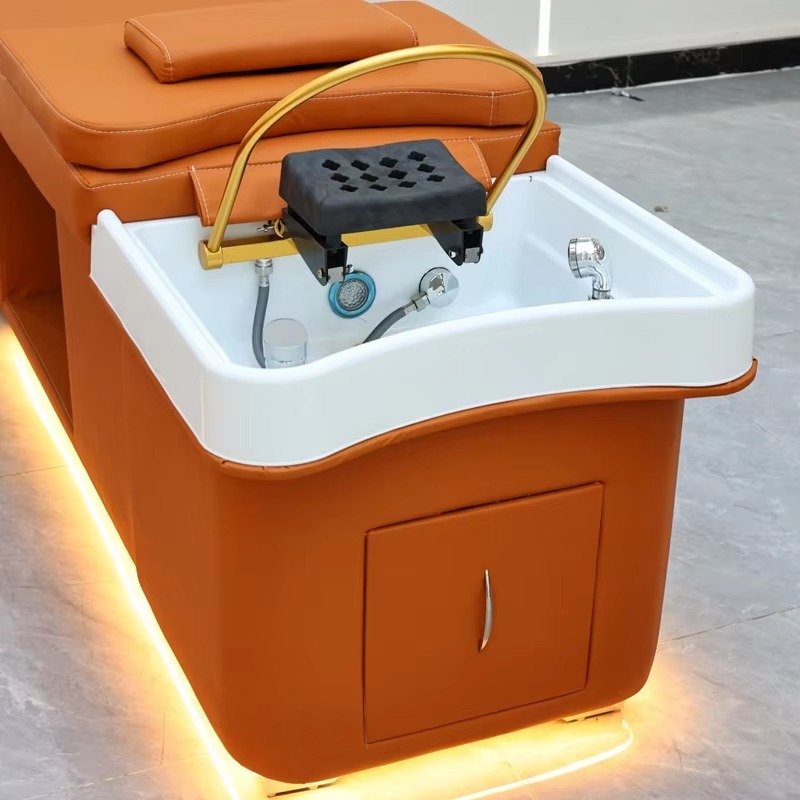 Luxury Modern Beauty Salon Spa Electric Water Circulation Hair Washing Therapy Thai Massage Laydown Shampoo Basin Bed Light