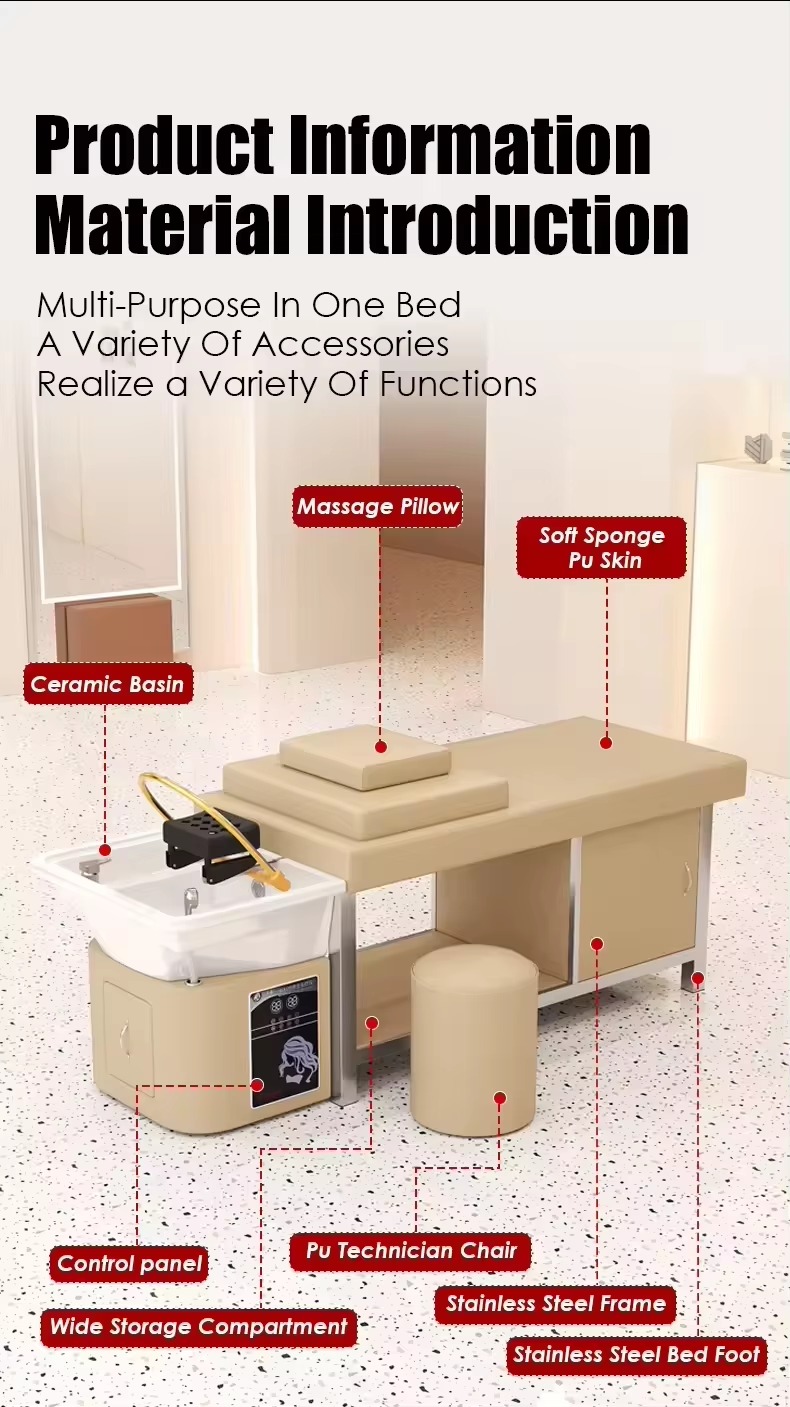 Salon Furniture Professional Head Spa Bed Washing Basin Shampoo Beds Multifunctional Thai Shampoo Bed
