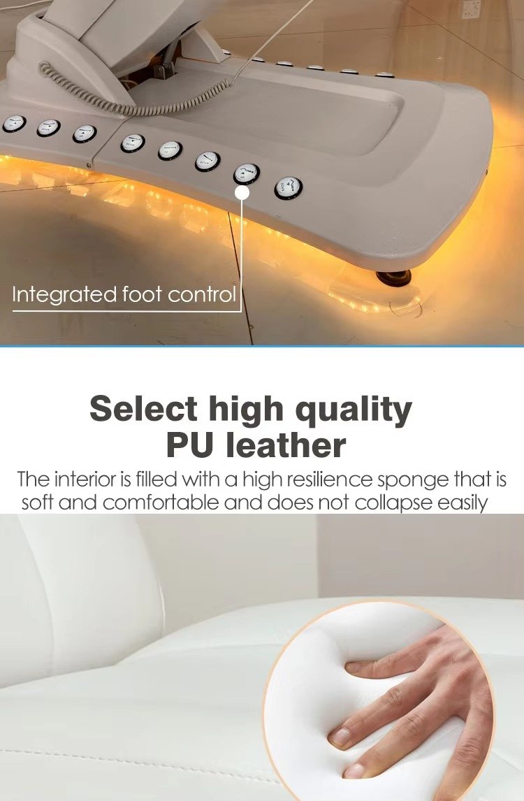 High Quality Salon Furniture 4 Motors Electric Rotating Cosmetic Clinic Bed Luxury Led Lights Massage Table and Bed
