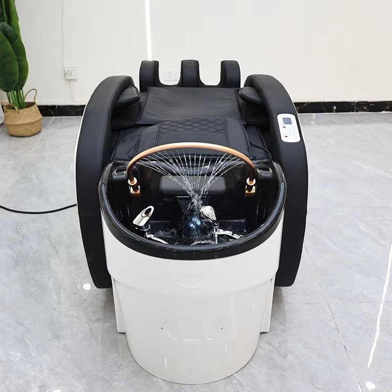 Luxurious Barbershop Furniture Human Touch Massage Head Spa Washing Chair Bed Modern Multifunction Airbag Hair Shampoo Bed