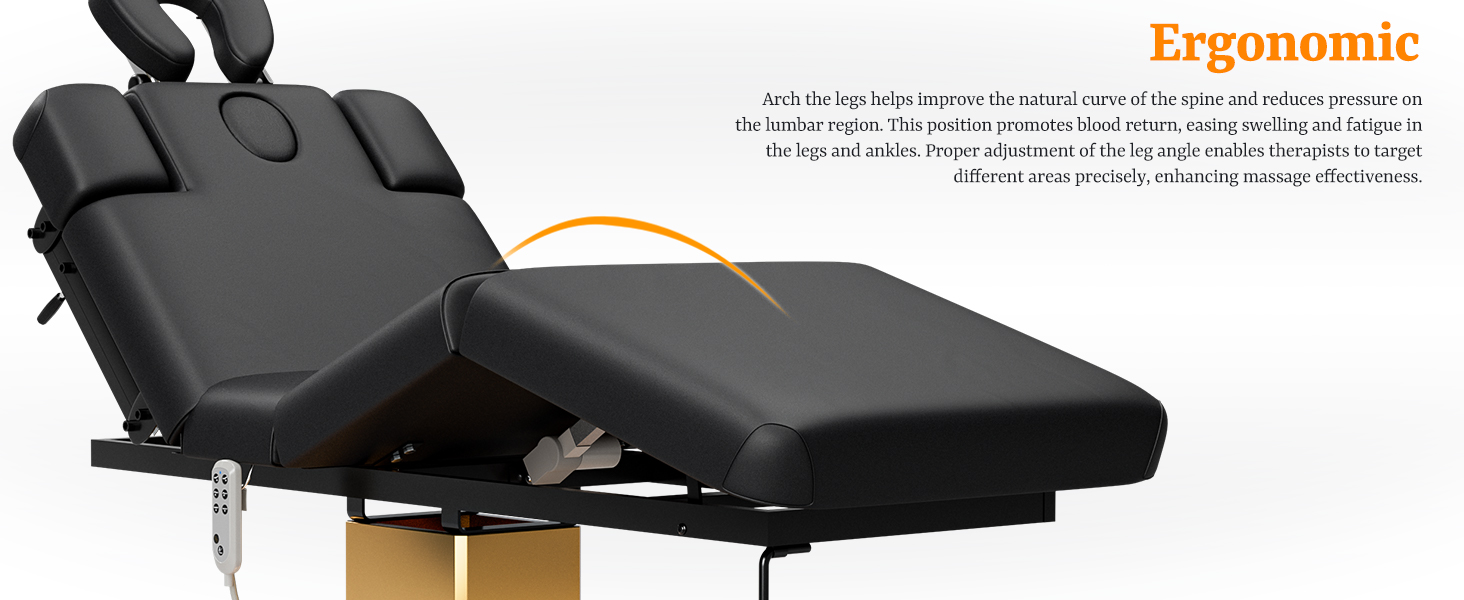 Icoget Professional Full Electric Spa Massage Treatment Table, Medical Bed with Independent Leg Adjustment, Facial Bed with Face Cradle for Beauty, Black