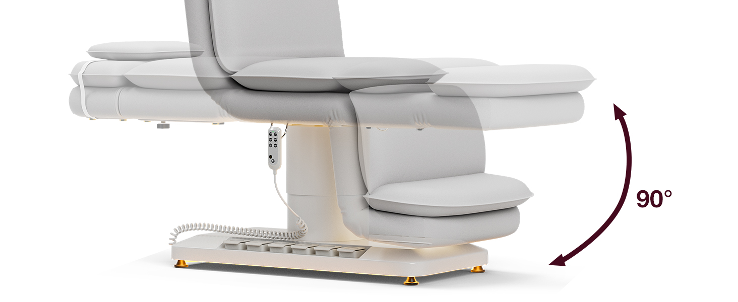 Fully Electric Massage Table w 3 Motors, Professional Angle and Height Adjustable Spa Bed Facial Chair, Motorized Esthetician Bed Treatment Table for Beauty Salon, Grey