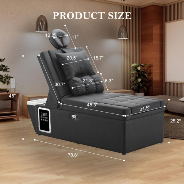 Massage bed with shampoo bowl, professional head spa and backwash station