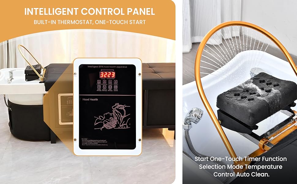 Massage Table with Head Spa Equipment, Massage Bed with Shampoo Bowl, Head Spa Bed with Metal Frame, Headrest, Smart Touch, Steam & Water Circulation for Beauty Salons, Luxury Spas(No Foot Bath)