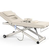 Dolonm Electric Massage Table, Heavy Duty Electric Lift and Backrest 2 Motor Adjustable for Treatment Medical Spa Facial Bed Beauty Bed Massage and More - 31.2 Wide x 75 Long, Beige Gray