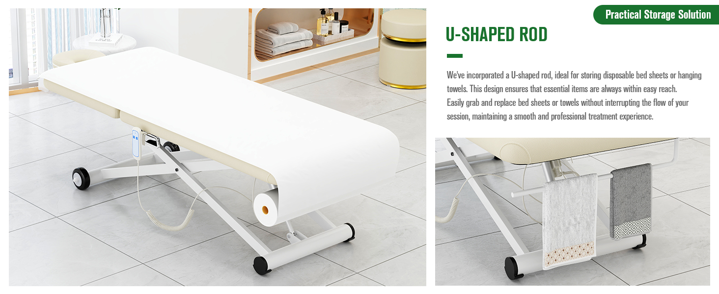 Electric Massage Table, Electric Lift Motor Height adjustable and Manual Backrest Adjustable Angle for Treatment Medical Spa Facial Bed Beauty Bed Massage Bed and More - 31.2 Wide x 75 Long - White