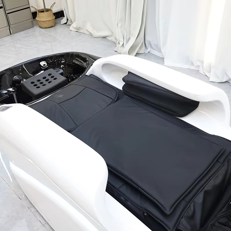 Multifunction Barbershop Equipment Head Therapy Washing Bed Modern Luxury Beauty Salon Electric Massage Shampoo Bed with Lights