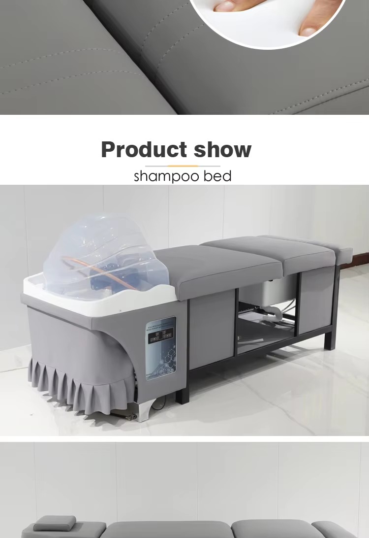 Wholesale Barber Shop Furniture Lay Down Head Spa Therapy Washing Bed Modern Thai Style Massage Shampoo Chair With Foot Bath
