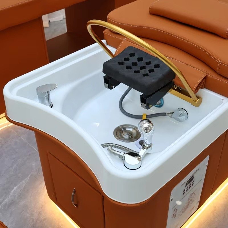 Luxury Modern Beauty Salon Spa Electric Water Circulation Hair Washing Therapy Thai Massage Laydown Shampoo Basin Bed Light