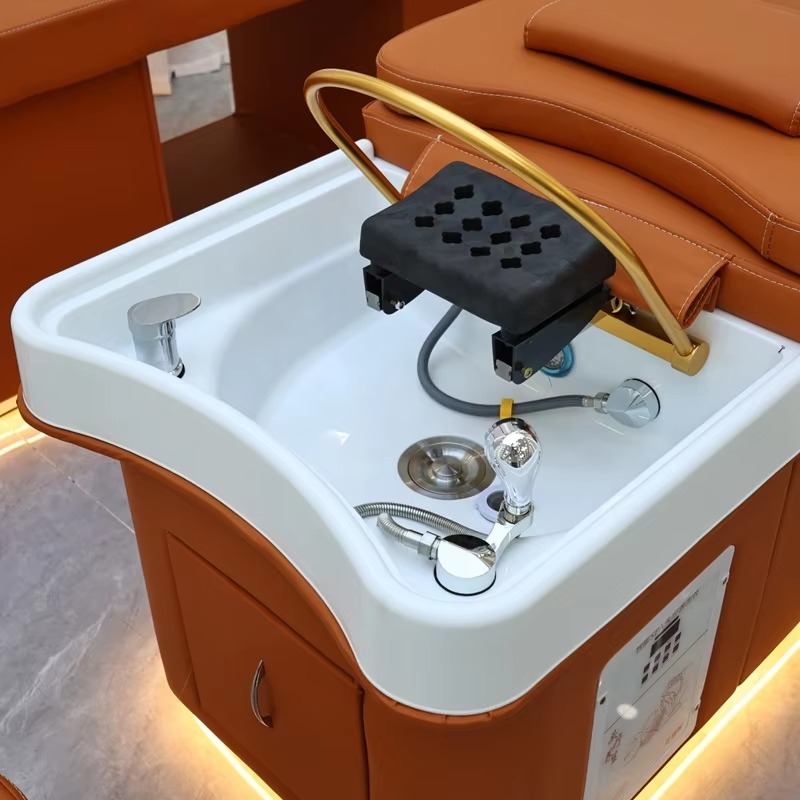Luxury Modern Beauty Salon Spa Electric Water Circulation Hair Washing Therapy Thai Massage Laydown Shampoo Basin Bed Light