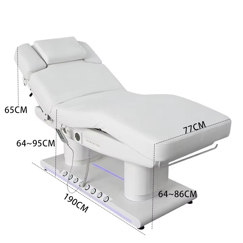 Modern Full White Beauty Salon Furniture Foot Control Facial Eyelash Bed Luxury 4 Motors Reclining Electric Massage Table Bed