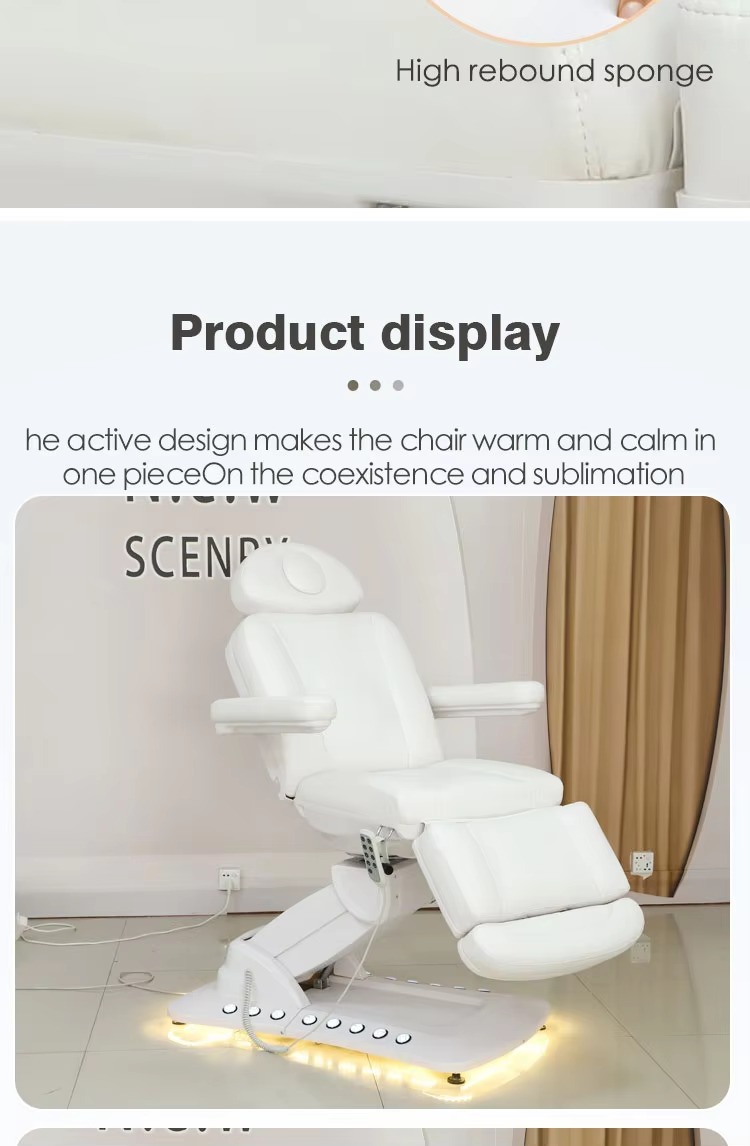 High Quality Salon Furniture 4 Motors Electric Rotating Cosmetic Clinic Bed Luxury Led Lights Massage Table and Bed