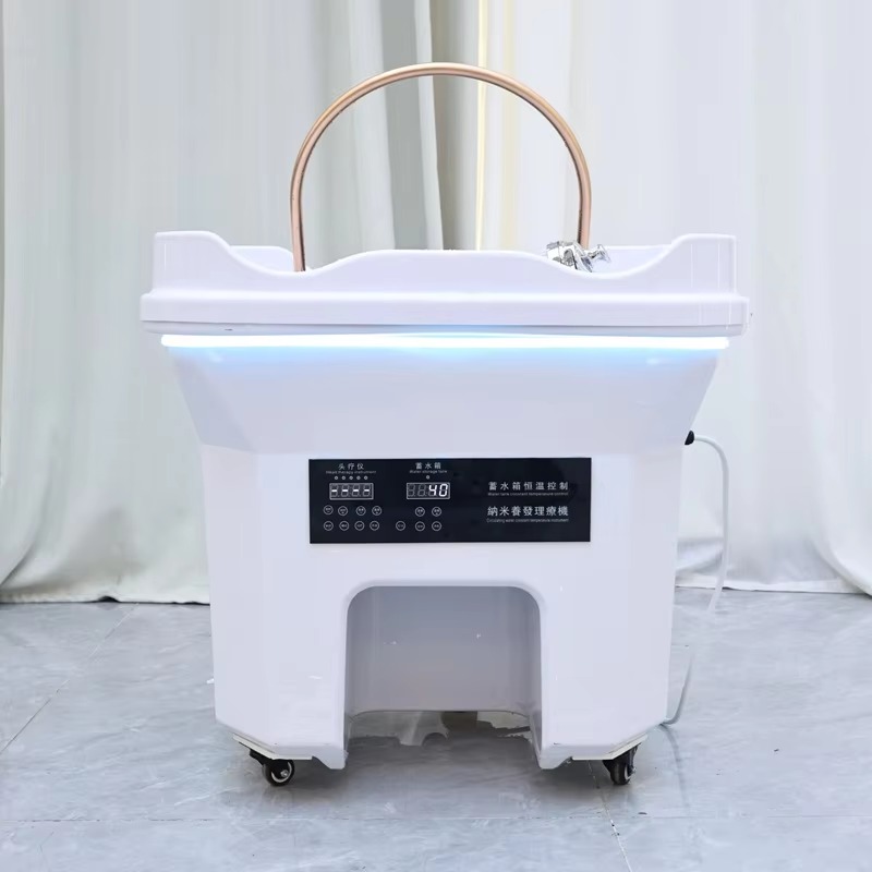 Modern Beauty Salon Moving Head Basin Portable Japanese Spa Head Water Circulation Therapy Shampoo Basin with 60L Water tank