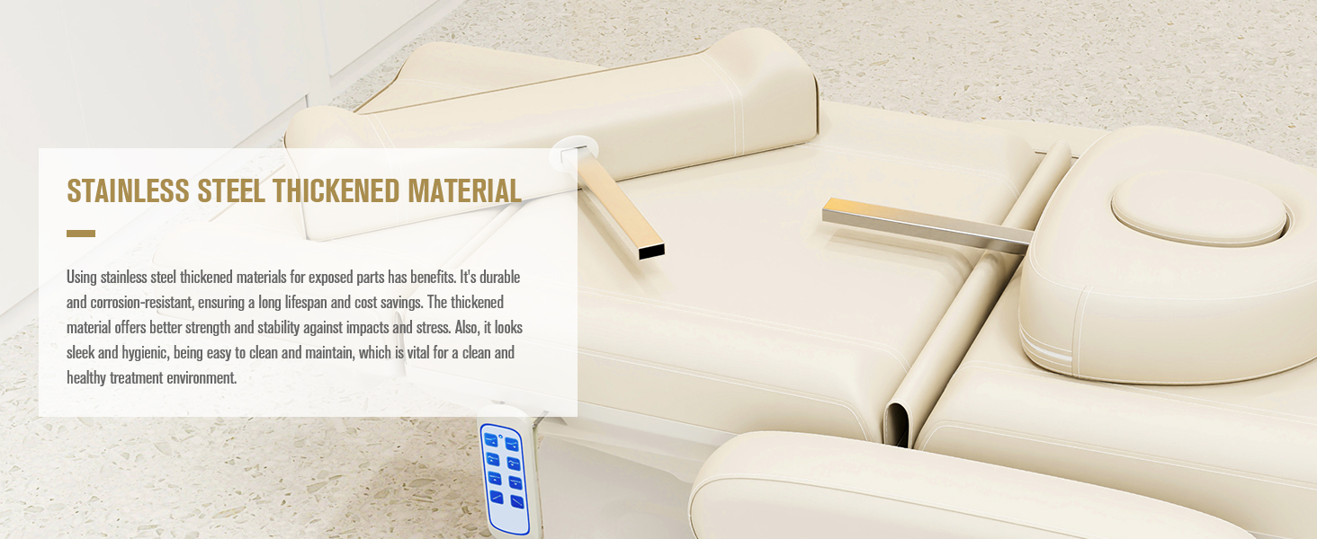 Beige Gray 4 Motor Electric Medical Treatment Exam Chair, Aluminum Hydraulic System for Facial, Spa, Eyelash, Tattoo, Podiatry Treatment Beauty Massage, Hand Remote Controlled Adjustable Chair Bed