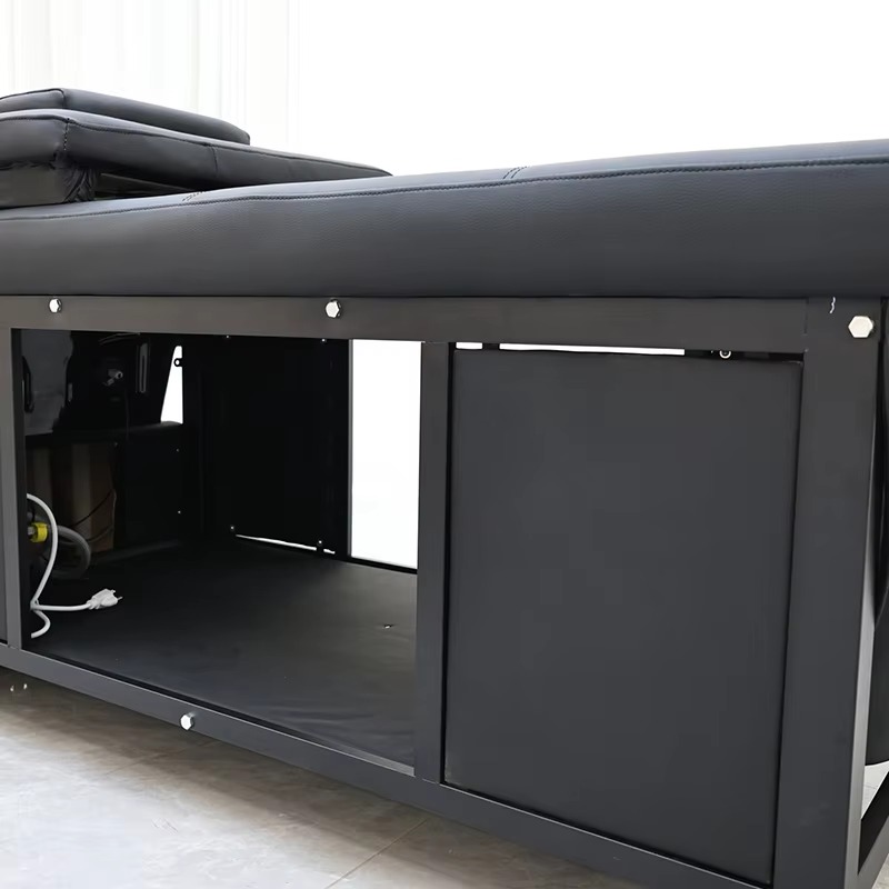 Thai Style Lay Down Barber Shop Water Circulation Washing Bed Modern Luxury Full Black Salon Shampoo Bed with Steamer