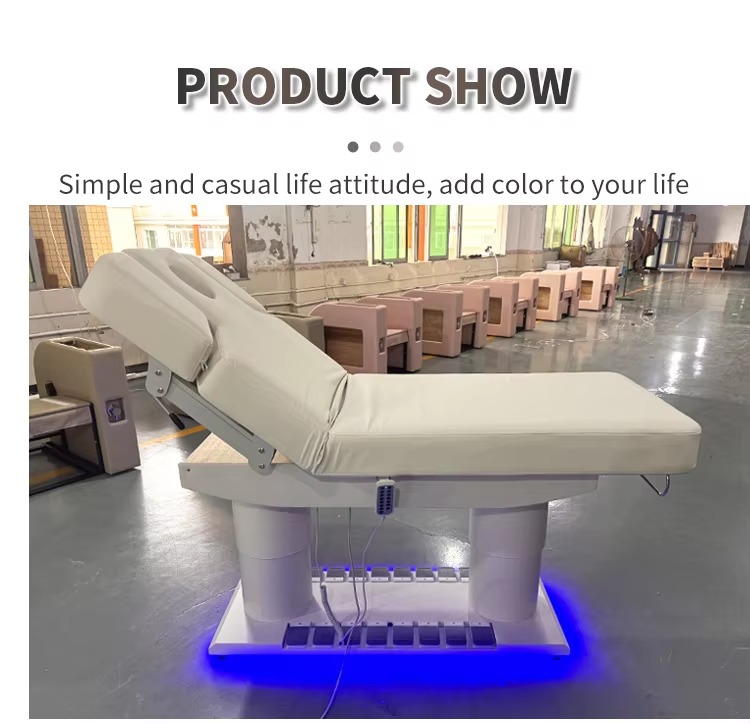 White 4 Motor Electric Adjustable Beauty Saloon Eyelash Bed Heavy Duty Foot Control Threapy Cosmetic Facial Salon Massage Table