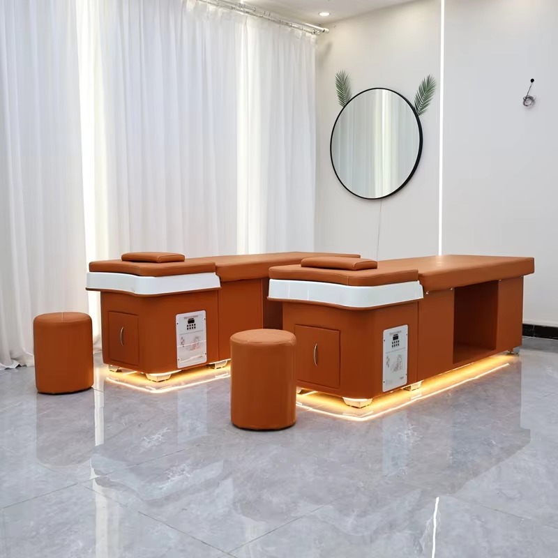Luxury Modern Beauty Salon Spa Electric Water Circulation Hair Washing Therapy Thai Massage Laydown Shampoo Basin Bed Light