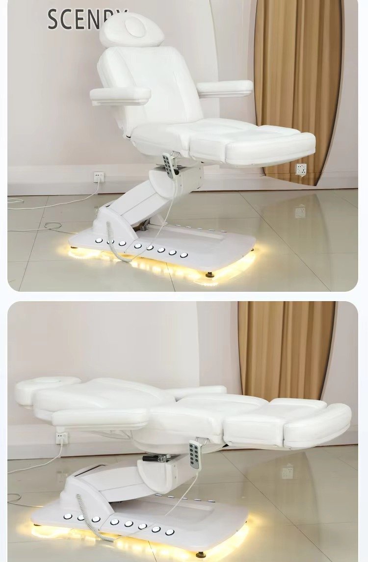 High Quality Salon Furniture 4 Motors Electric Rotating Cosmetic Clinic Bed Luxury Led Lights Massage Table and Bed