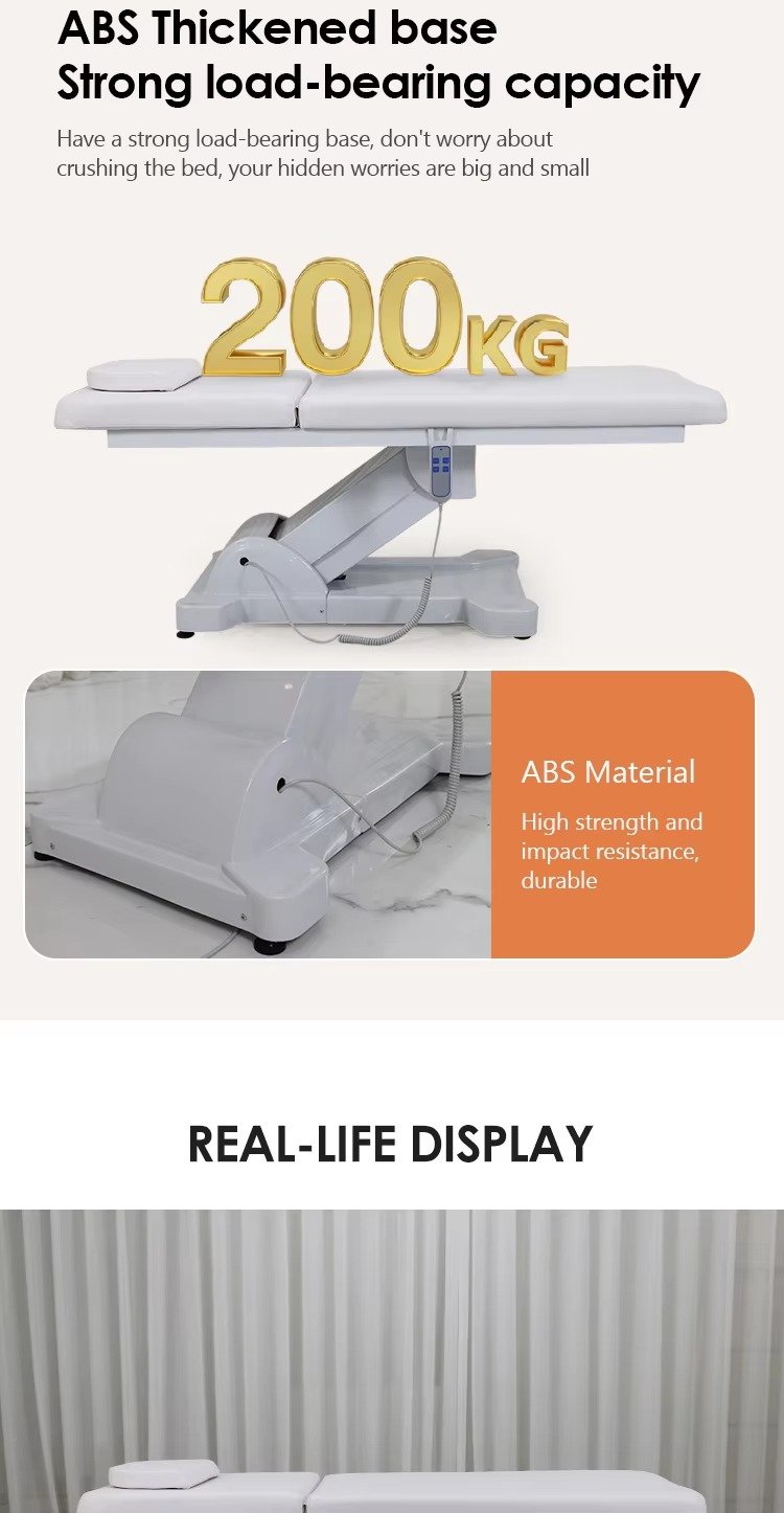 Massage Table Modern 2 Motors White Leather Salon Facial Spa Bed Luxury Electric Control Cosmetic Eye Lash Bed for Sale