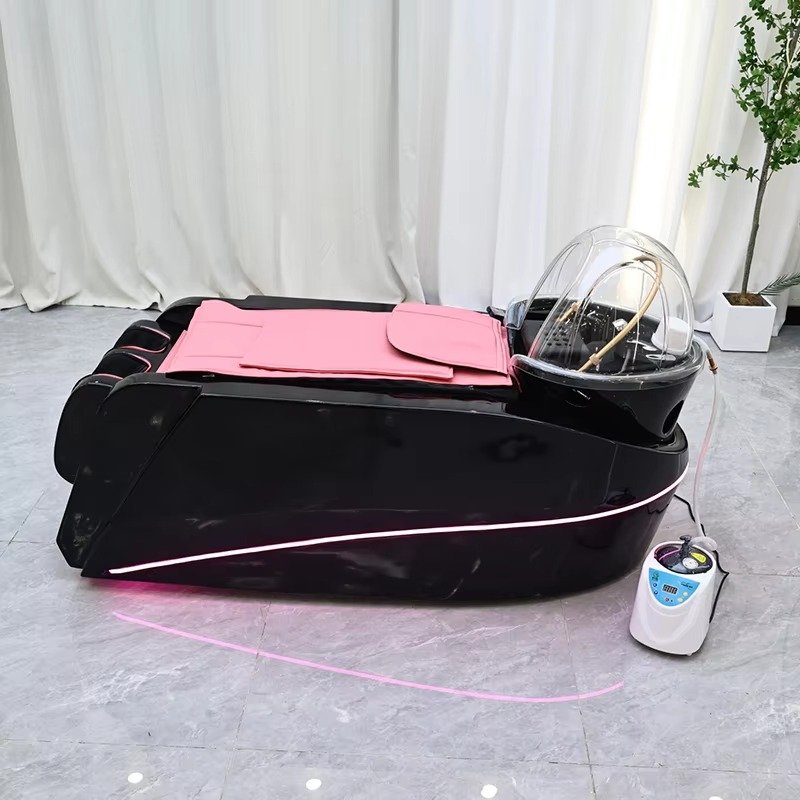 Modern Fiberglass Frame Electric Massage Shampoo Bed Luxury Head Therapy Washing Bed with Water Circulation and Steamer