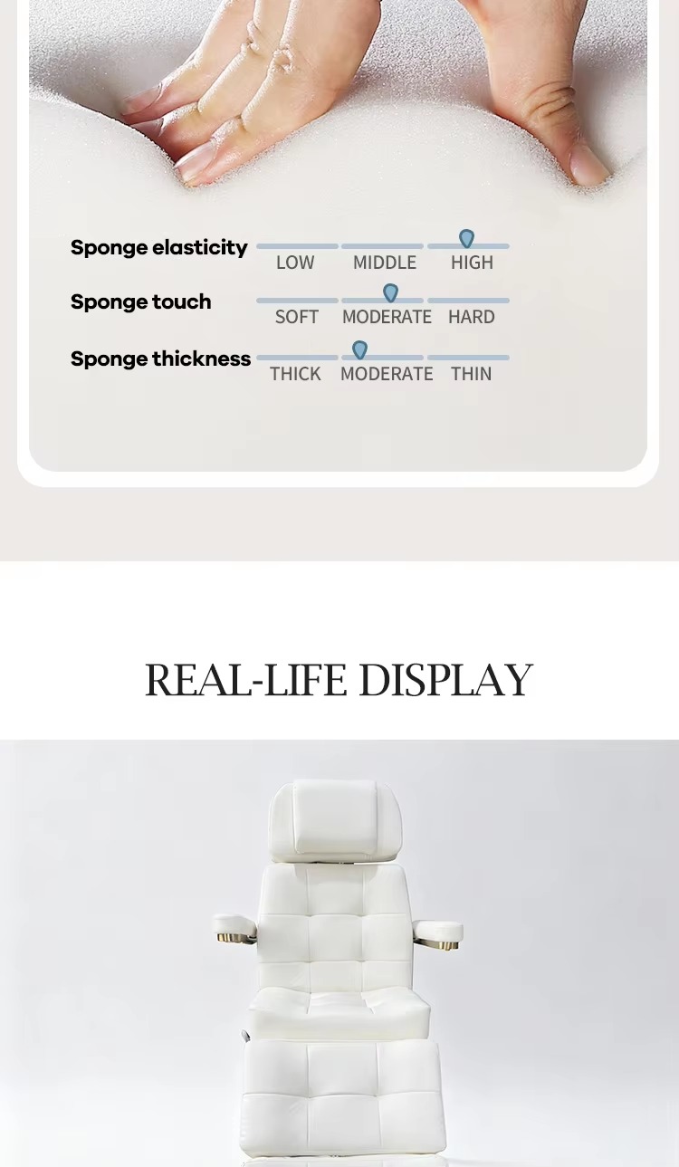 Modern White Gold Beauty Salon Furniture 3 Motors Massage Table and Bed Luxury Electric Extension Facial Spa Chair Bed