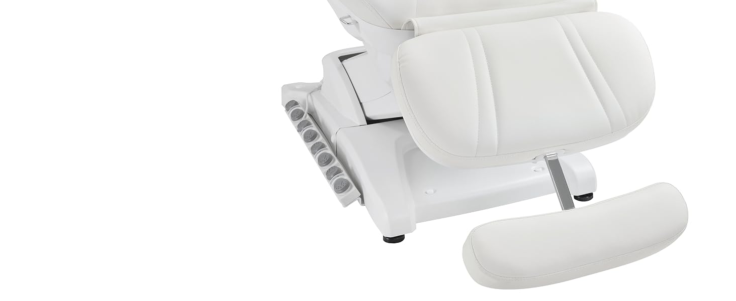 BarberPub Full Electrical 4 Motor Facial Beauty Bed with Hand Foot Control, Leather Massage Bed, Procedure Spa Chair, 400 lbs Capacity, 3 Preset Positions 2119 (White)