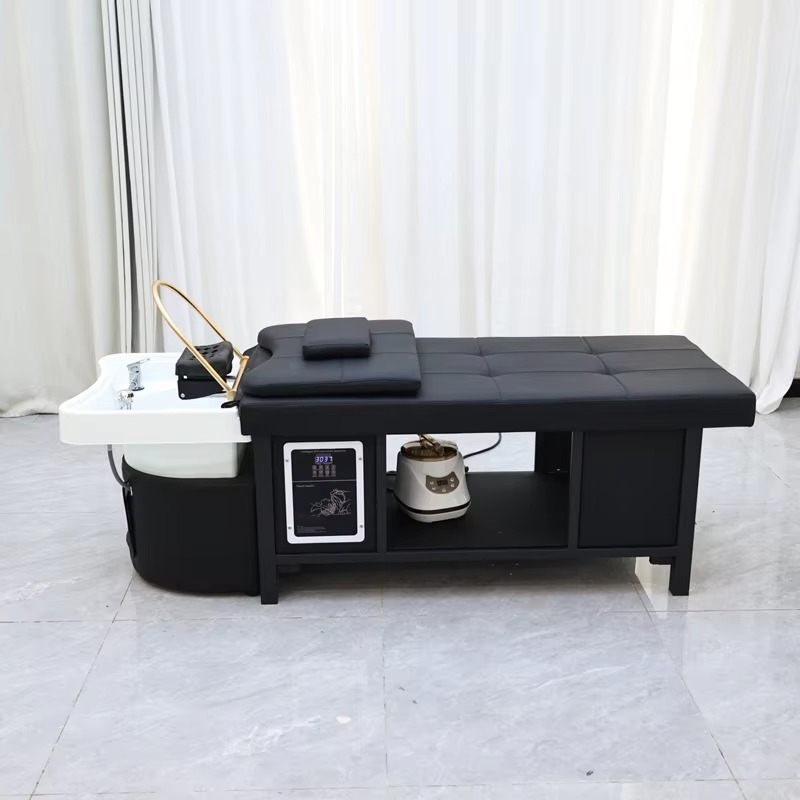 Japan Head Spa Equipment Black Shampoo Bed Spa Head Water Therapy Hair Washing Basin Bed Head Spa