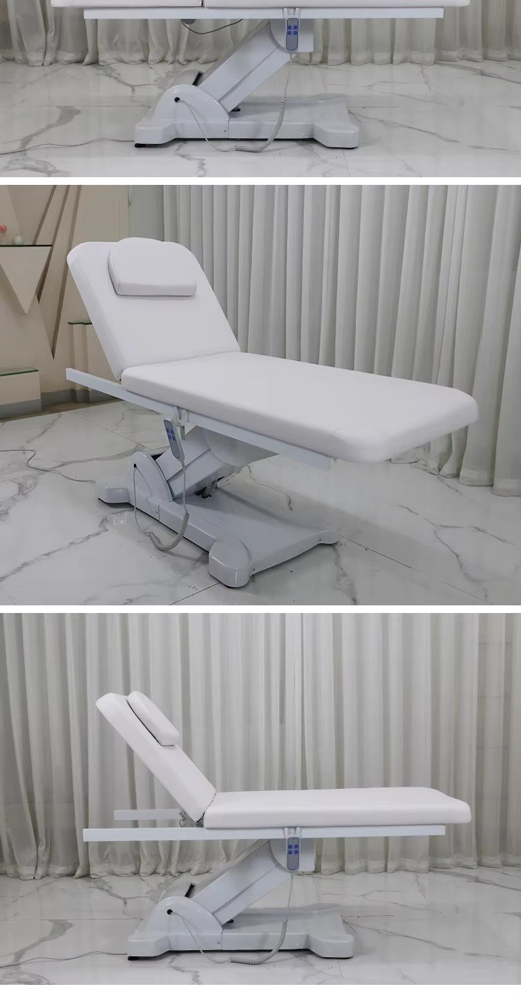 Massage Table Modern 2 Motors White Leather Salon Facial Spa Bed Luxury Electric Control Cosmetic Eye Lash Bed for Sale