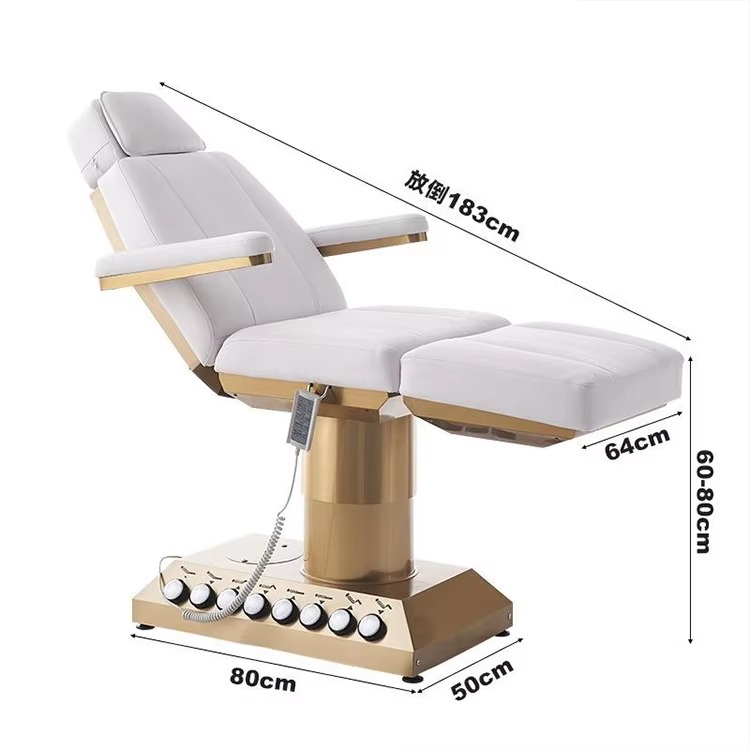 Modern White Leather Salon Furniture Massage Table and Bed Luxury 4 Motors Electric Facial Spa Bed with Foot Control