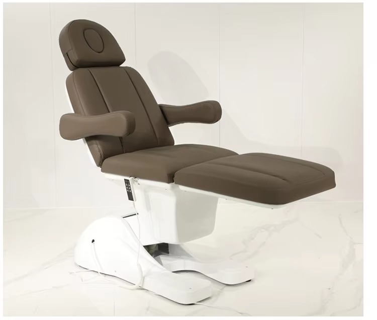 Multifunction Beauty Salon Equipment Brown PVC Leather 3 Motor Reclining Electric Massage Facial Table Spa Bed for Sale