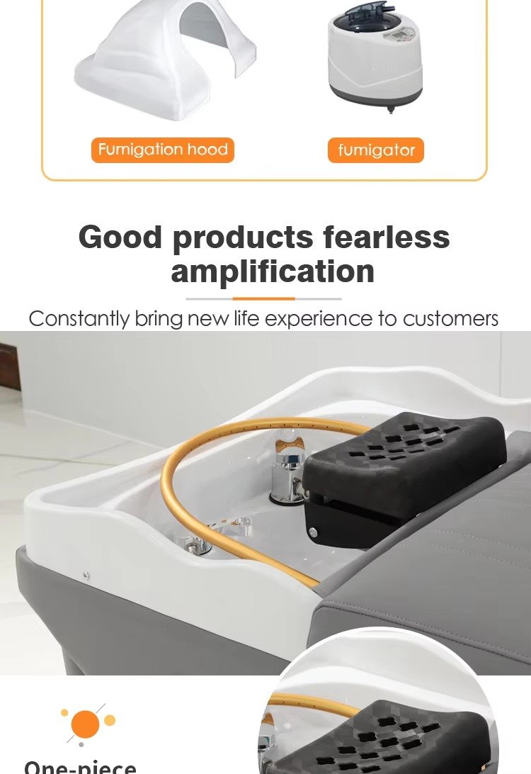 Wholesale Barber Shop Furniture Lay Down Head Spa Therapy Washing Bed Modern Thai Style Massage Shampoo Chair With Foot Bath