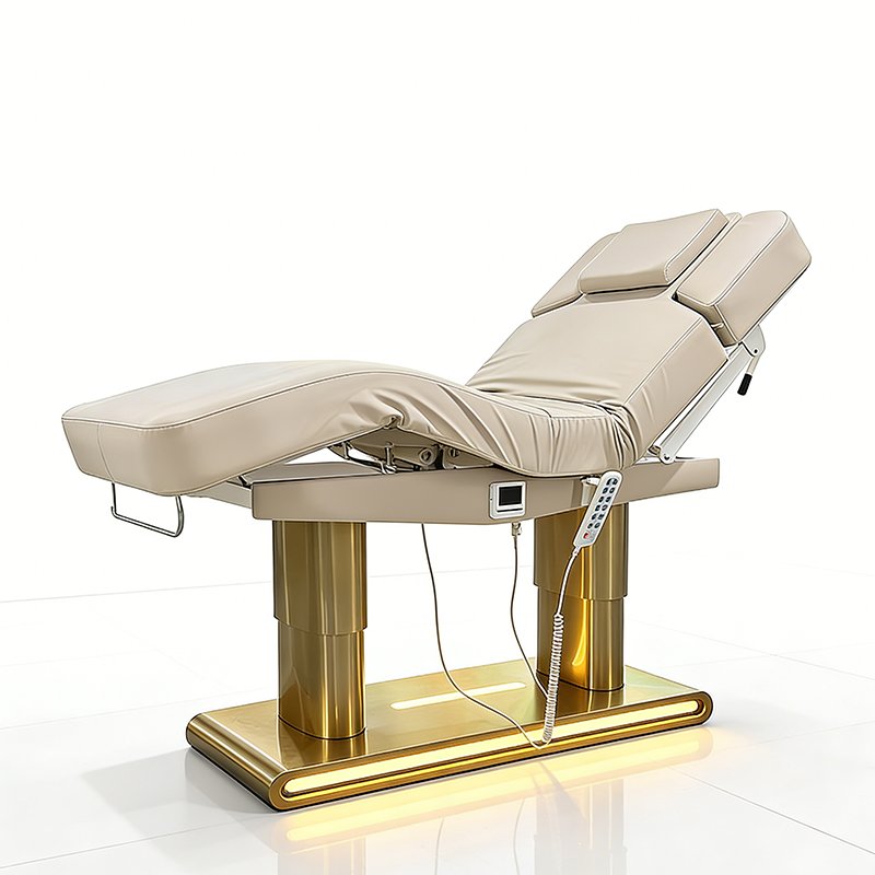 Golden Stainless Steel Base Aesthetic Furniture Beauty Care Spa Chair ... - Massage Bed | Nova Spa Equipment