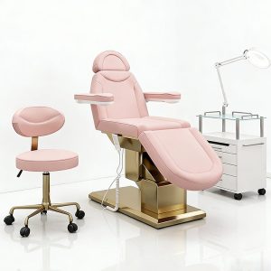 Salon Furniture Pink Leather Facial Spa Massage Table Luxury Gold Base... - Massage Bed | Nova Spa Equipment